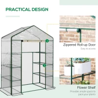 Outsunny 56" x 29" x 77" Portable Walk-in Greenhouse Garden Flower Plant Growing Warm House w/ 4 Tier Shelves and Roll Up Zippered Door, Transparent(m-5)