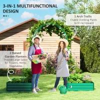 Outsunny Metal Raised Garden Bed with Trellis for Climbing Plants, Galvanized Garden Bed Kit Outdoor Garden Box with Trellis(m-4)