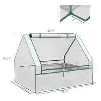 Outsunny Raised Garden Bed, Outdoor Metal Planter Box with Mini Greenhouse, White and Silver(m-3)