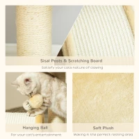 PawHut 17" Cat Scratching Tree Kitty House Kitten Activity Centre Pet Bed Post Furniture with Hanging Toy (Beige)(m-5)