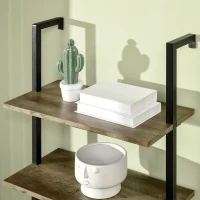 HOMCOM Industrial Wall Mounted Ladder 5-Tier Bookshelf, Brown(m-8)