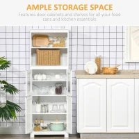 HOMCOM 63" Small Buffet with Hutch, 4-Door Kitchen Pantry, Freestanding Storage Cabinet with Adjustable Shelf for Dining Room, Living Room, White(m-4)