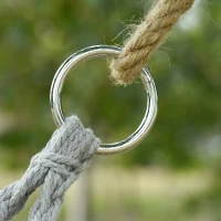 Outsunny 2-Person Hammock Chair Macrame Swing with Soft Cushion, Hanging Cotton Rope Chair for Indoor Outdoor Home Patio Backyard, Light Gray(m-8)