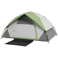 Outsunny 3000mm Waterproof Camping Tent for 2 Man, with Sewn-in Groundsheet and Carry Bag, Grey and Green(m-2)