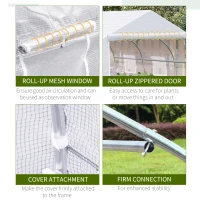 Outsunny 11.5' x 10' x 6.5' Outdoor Walk-in Greenhouse, Tunnel Green House with Roll-up Windows, Zippered Door, PE Cover, Heavy Duty Steel Frame, White(m-6)