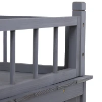 PawHut 2-Story Pet House for Cats Miniature Sized Dogs, Wooden Kitten Shelter with Enclosure, Balcony, Lockable Gate, Stairs, Grey(m-10)