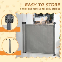 PawHut Retractable Pet Gate, Adjustable Safety Mesh Dog Gate, Extends to 55" for Narrow or Wide Doorways, Hallways, Stairs, Grey(m-5)