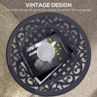 Outsunny Patio Table, Round Side Table with Cast Aluminium Frame, Adjustable Feet for Patio, Garden, Balcony, Black(m-4)