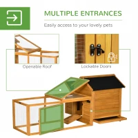 PawHut 2-Tier Chicken Coop, Wooden Hen House, Poultry Habitat Outdoor Backyard with Removable Tray, Nesting Box, Outside Run, Ramp, 71"x36"x31"(m-5)