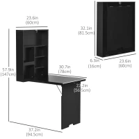 HOMCOM Wall Mounted Table Fold Out Convertible Desk, Multi-Functional Space Saving Computer Desk with Writing Floating Board for Students, Black(m-3)