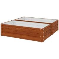 Outsunny Galvanized Raised Garden Bed, 4' x 2' x 1' Metal Planter Box, for Growing Vegetables, Flowers, Herbs, Succulents, Brown(m-1)
