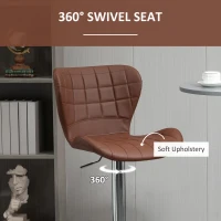 HOMCOM Set of 2 Counter Height Bar Stools Swivel Stool Height Adjustable Bar Chairs with Footrest for Kitchen Dining Home Pub, Brown(m-6)