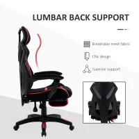 Vinsetto Racing Gaming Chair, Ergonomic Computer Chair with Footrest, Headrest, High Back Recliner Swivel Seat with Adjustable Height, Black Red(m-6)