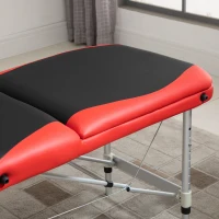HOMCOM 85" 3 Section Foldable Massage Table Professional Salon Spa Facial Couch Bed (Black/Red)(m-10)