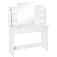 HOMCOM Vanity Table, Makeup Vanity with Open Shelves and Drawer, Dressing Table for Bedroom, White(m-11)