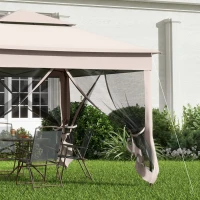 Outsunny 11' x 11' Pop Up Canopy 2-Tier Soft Top Shelter Event Tent w/ Netting Carry Bag for Patio Backyard Garden, Cream White(m-10)