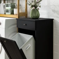 HOMCOM Laundry Hamper Cabinet, Laundry Cabinet with Tilt Out Laundry Basket and Drawer, Black(m-9)