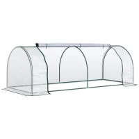 Outsunny 8' x 3' x 2.6' Mini Greenhouse Portable Hot House for Plants with Zippered Doors for Outdoor, Indoor, Garden, Clear(m-2)