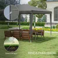 Outsunny 10x10ft Party Tent Portable Gazebo, Folding Garden Canopy Event Shelter Outdoor Sunshade Grey(m-6)