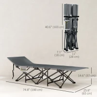 Outsunny 25.6" Wide Folding Bed, Camping Cot for Adults with Mattress, Carry Bag, Storage Pocket, Max Load 330 LBS, Light Grey(m-3)