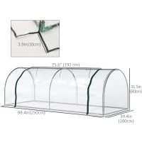 Outsunny 8' x 3' x 2.6' Mini Greenhouse Portable Hot House for Plants with Zippered Doors for Outdoor, Indoor, Garden, Clear(m-3)