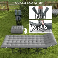Outsunny 25.6" Wide Folding Bed, Camping Cot for Adults with Mattress, Carry Bag, Storage Pocket, Max Load 330 LBS, Light Grey(m-7)