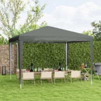 Outsunny 10x10ft Party Tent Portable Gazebo, Folding Garden Canopy Event Shelter Outdoor Sunshade Grey(m-8)