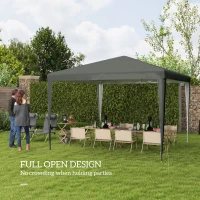 Outsunny 10x10ft Party Tent Portable Gazebo, Folding Garden Canopy Event Shelter Outdoor Sunshade Grey(m-4)