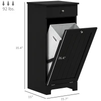 HOMCOM Laundry Hamper Cabinet, Laundry Cabinet with Tilt Out Laundry Basket and Drawer, Black(m-3)