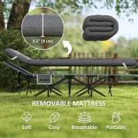 Outsunny 26.8" Wide Folding Bed, Camping Cot for Adults with Mattress, Carry Bag, Max Load 330 LBS, Dark Grey(m-4)
