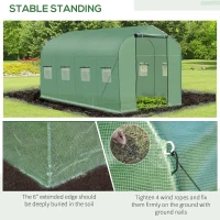 Outsunny 13' x 6.5' x 6.5' Steeple Walk-in Greenhouse Garden Plant Seed Grow Tent Polytennel with Windows and Door Green(m-5)