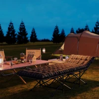 Outsunny 26.4" Wide Folding Bed, Camping Cot for Adults with Mattress, Storage Pocket, Carry Bag, Max Load 330 LBS, Black(m-9)