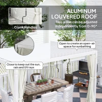 Outsunny 10' x 13' Outdoor Retractable Pergola w/ Sun Shade Aluminum Louvered Top, Pergola w/ Canopy, Curtains, Netting, Cream(m-4)