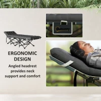 Outsunny 26.8" Wide Folding Bed, Camping Cot for Adults with Mattress, Carry Bag, Max Load 330 LBS, Dark Grey(m-5)
