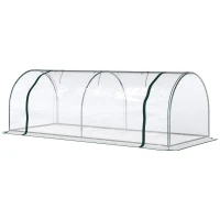 Outsunny 8' x 3' x 2.6' Mini Greenhouse Portable Hot House for Plants with Zippered Doors for Outdoor, Indoor, Garden, Clear(m-11)