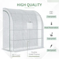 Outsunny 7' x 3' x 7' Outdoor Lean-to Walk-In Greenhouse w/ Roll-up Mesh Windows, Zipper Door and 3-Tier Shelves, White(m-4)