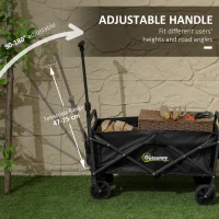 Outsunny Collapsible Folding Garden Cart, Heavy Duty Lawn Wagon with Universal Wheels and Adjustable Handle, Black(m-9)
