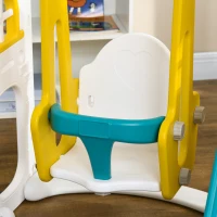 Qaba 8 in 1 Slide and Swing Set, Toddler Slide Set with Basketball Hoop, Climber, Steering Wheel, for Aged 1-3 Years, Yellow(m-10)