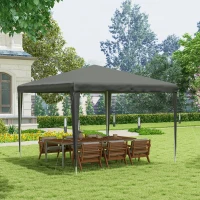 Outsunny 10x10ft Party Tent Portable Gazebo, Folding Garden Canopy Event Shelter Outdoor Sunshade Grey(m-1)