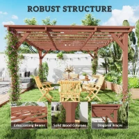 Outsunny 11' x 12.5' Outdoor Wood Pergola with Grape Trellis for Patio, Deck, Backyard, Lawn(m-4)