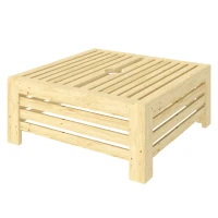 Outsunny 2-in-1 Outdoor Storage Box for Umbrella Base, Coffee End Table, Wooden Patio Umbrella Stand Table, Natural Wood(m-1)