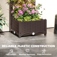 Outsunny Raised Garden Bed with Trellis, Plastic Raised Flower Bed with Drainage Holes and Drain Plugs, 16" x 16" x 48"(m-5)