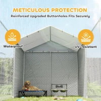 PawHut Galvanized Steel Dog Kennel Outdoor with Waterproof & UV-Resistant Cover for Large Dogs, 19.7' x 7.5' x 7.5'(m-5)