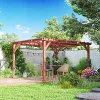 Outsunny 11' x 12.5' Outdoor Wood Pergola with Grape Trellis for Patio, Deck, Backyard, Lawn(m-10)