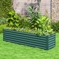 Outsunny 8x2x2ft Galvanized Raised Garden Bed Kit with Safety Edging for Flowers, Herbs and Vegetables, Green(m-8)