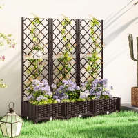Outsunny Raised Garden Bed with Trellis, PE Rattan Flower Bed with Drainage Holes and Drain Plugs, 47" x 16" x 48"(m-11)