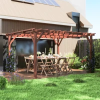Outsunny 11' x 12.5' Outdoor Wood Pergola with Grape Trellis for Patio, Deck, Backyard, Lawn(m-8)