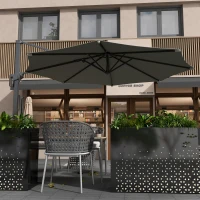 Outsunny 10' Offset Patio Umbrella Cantilever Umbrella with Aluminium Pole 360° Rotation and Tilt Adjustment, Grey(m-8)