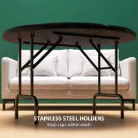 Soozier Poker Table Foldable 47" Round Casino Folding Game Table for 8 Players with Cup Holders, Green(m-7)