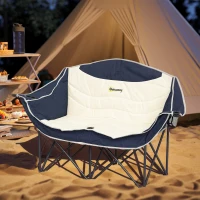 Outsunny Portable Camp Chair, Double Camping Chair with Cup Holders and Carry Bag, Support 551 lbs, Navy Blue(m-8)